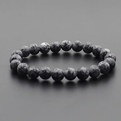 8mm Natural Stone Beaded Bracelet - Black Onyx Lava Tiger Eye Agate Quartz Chakra Yoga Energy Jewelry for Men & Women