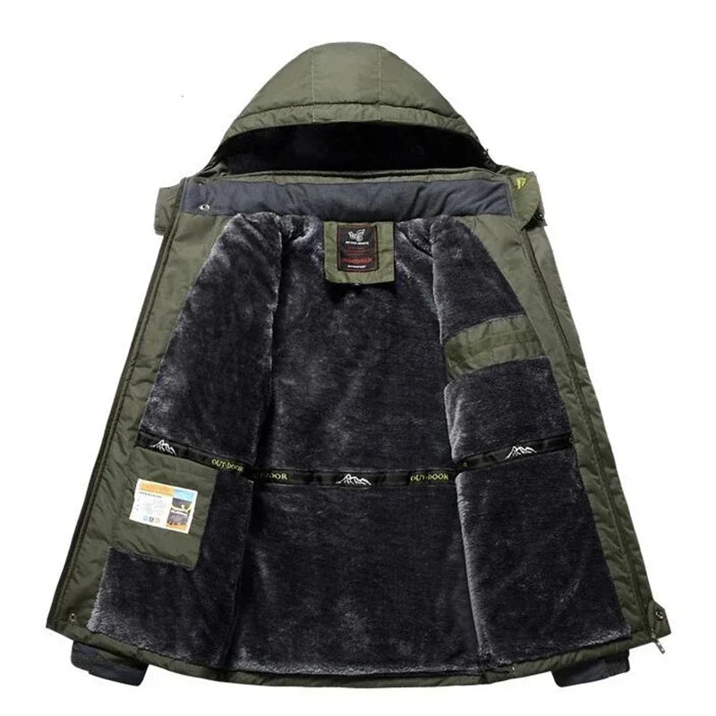 Men’s Winter Parka Jacket - Thick Warm Waterproof Hooded Fleece Coat, Plus Size up to 9XL