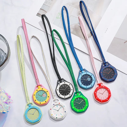 Multicolor Silicone Pocket Watch – Portable Fashion Student Watch with Sling, Trendy Everyday Accessory and Gift