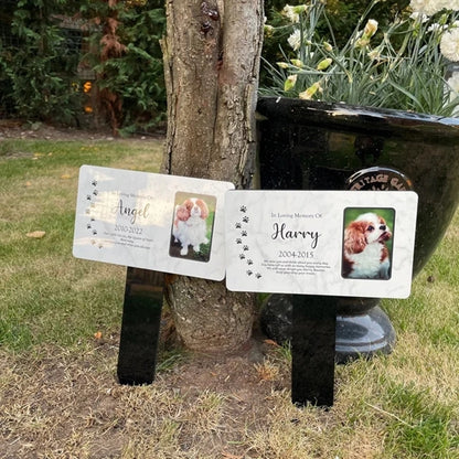 Personalized Pet Memorial Stake – Acrylic Grave Marker for Dog & Cat with Photo & Text