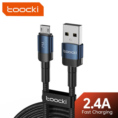 Toocki 2.4A Micro USB Cable – Fast Charging QC PD Data Cord for Samsung S6/S7, Redmi Note, Earphones, Fans