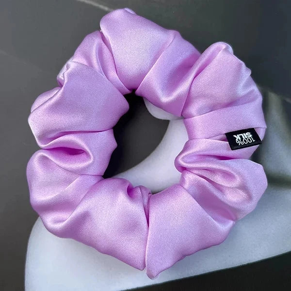 100% Mulberry Silk Hair Scrunchies – 19 Momme Elastic Hair Ties for Women & Girls, Large Soft Ponytail Holders Luxury Hair Accessories