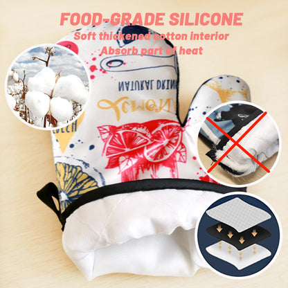 Custom Cartoon Microwave Oven Mitts & Potholder – Heat-Resistant Kitchen Gloves for BBQ, Baking & Cooking