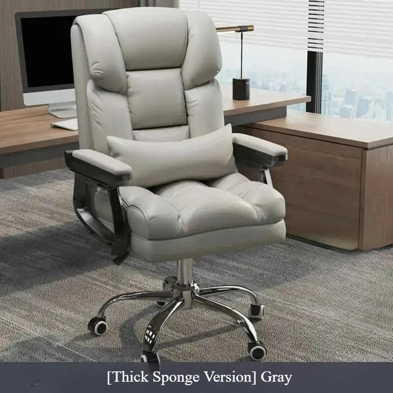 Modern Ergonomic Leather Office Chair - Swivel Computer Desk Chair with Cushioned Seat for Home & Office