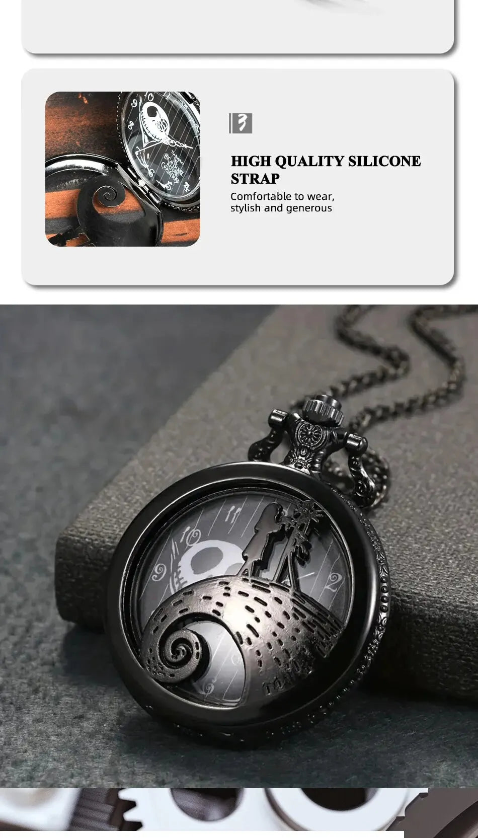 Fashion Skeleton Quartz Pocket Watch with Chain Necklace - Vintage Pendant Clock for Men & Women
