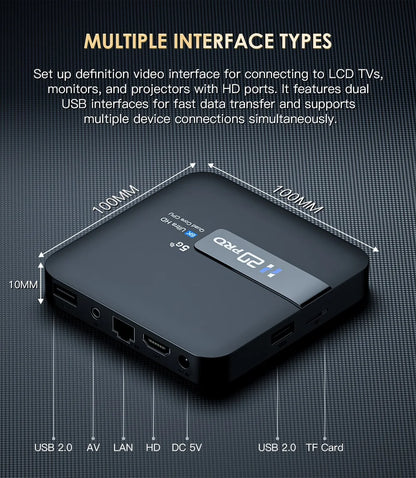 H20PRO Smart Android TV Box – Android 10.0, 16GB, Dual WiFi 2.4&5G, 4K/1080P Media Player with Play Store