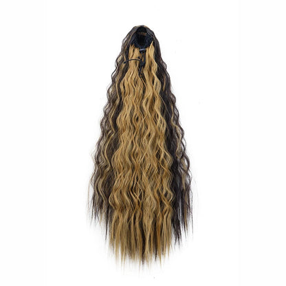 22-Inch Kinky Curly Ponytail Extension - Synthetic Drawstring Clip-In Hairpiece for Women