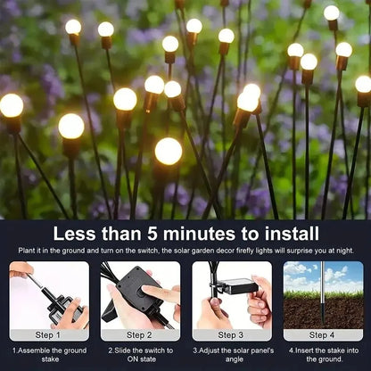 10 Lights Solar Lawn Lamp - LED Wind-Driven Firefly Ground Plug Garden Light for Ramadan & Festival Decoration