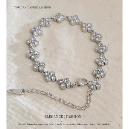 NiNice 316L Stainless Steel Cubic Zirconia Bracelet – Exquisite Minimalist Fashion Jewelry for Women, Elegant & Durable Design