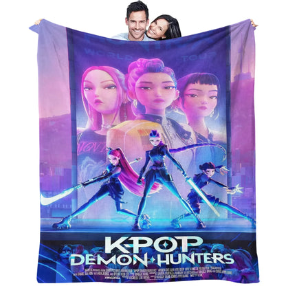 K-Pop Demon Hunters Flannel Blanket – 31 Styles Anime Throw for Home, Travel & Camping Fan Gift