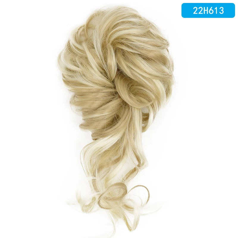 AZQUEEN Messy Bun Hair Extension – Synthetic Curly Wave Chignon Scrunchie, Elastic Band Updo Hairpiece for Women