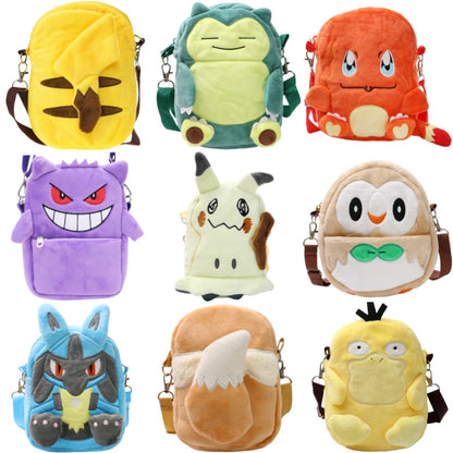 Pokemon Plush Shoulder Bag - Gengar Lucario Mimikyu Snorlax Pikachu Anime Kawaii Toy Gift for Kids