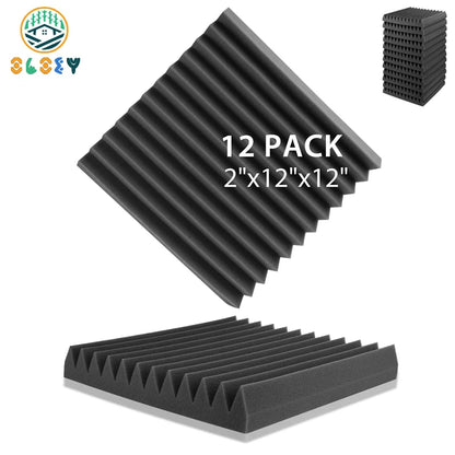 12 Pack Soundproof Foam Panels – Acoustic Sound Absorbing Pads for Studio, KTV, Home & Wall Insulation