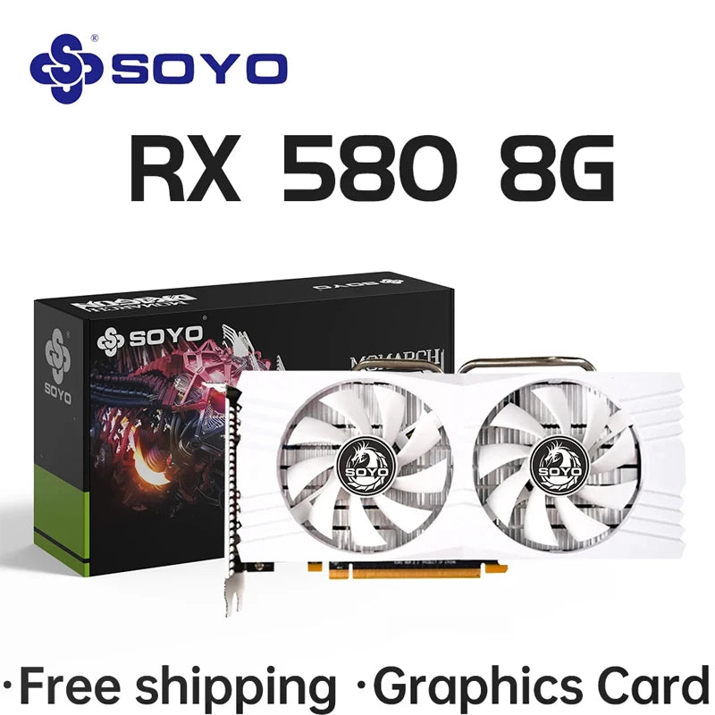 SOYO Radeon RX580 8GB GDDR5 Graphics Card – PCIe 3.0x16 GPU for Desktop Gaming, PC Components