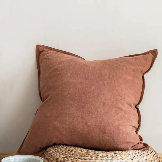 Solid Color Cotton Linen Pillow Cover – Washable Cushion Case for Sofa, Bed, Chair, Living Room Home Decor, No Insert