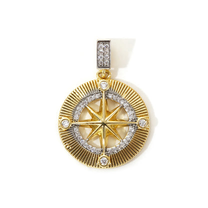 18K Gold Plated Sunflower Star Pendant – Brass Micro Pave Cubic Zirconia DIY Necklace Jewelry Making Charm