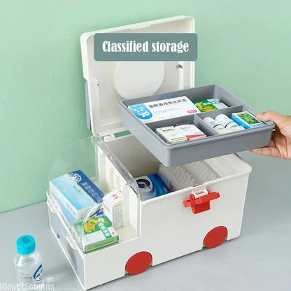 Portable Ambulance Medicine Box – Large Capacity Household Medical Storage & Classification Organizer