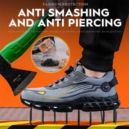Rotating Button Safety Shoes for Men – Anti-Smash, Anti-Puncture Work & Security Protective Boots, Fashion Sport Design
