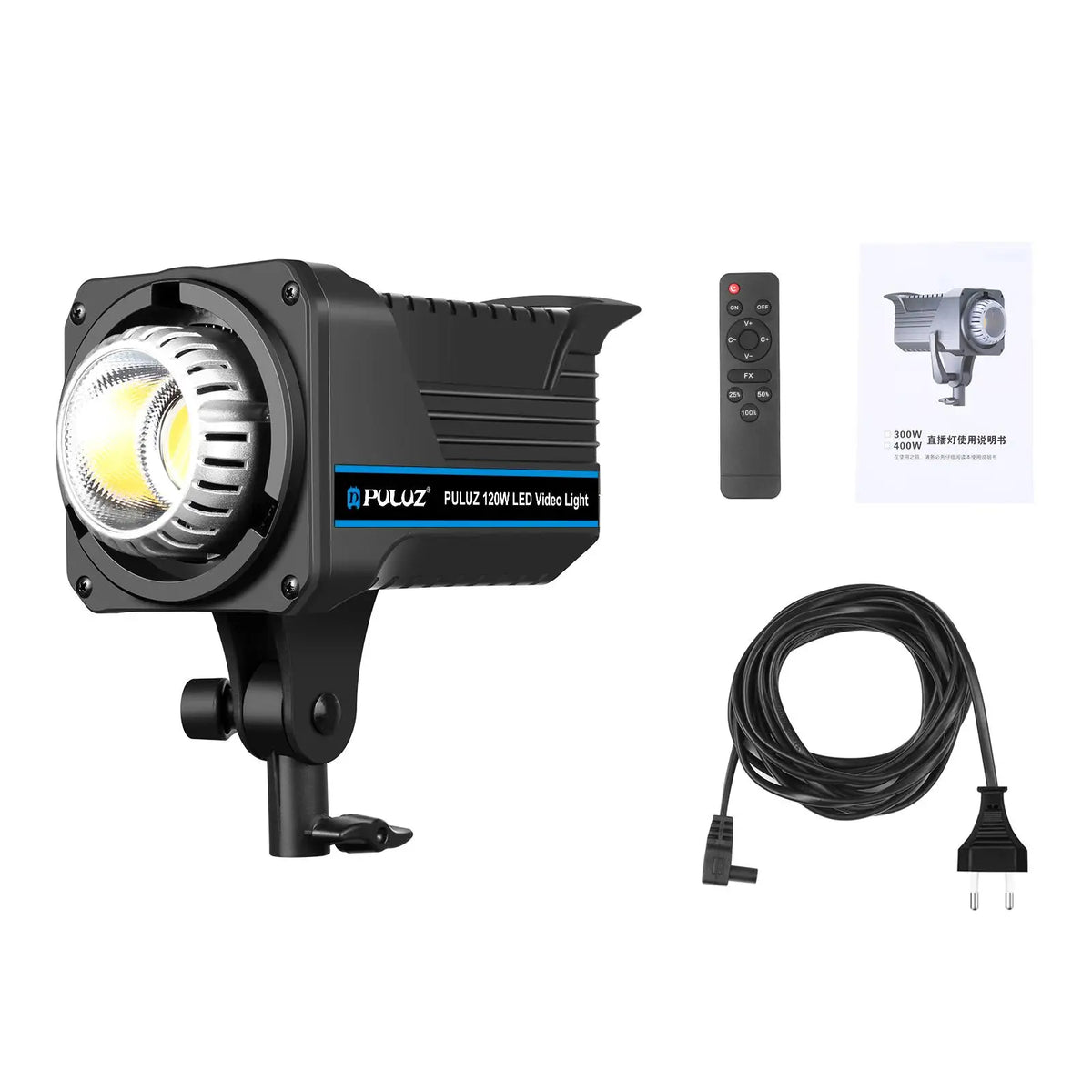 PULUZ 120W Studio Video Light - 220V Dual Color Temperature LED Light with Built-In Cooling & Remote Control