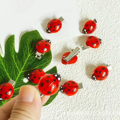 Ladybug Hair Clips 10Pcs - Cute Animal Insect Hair Accessories for Girls and Kids