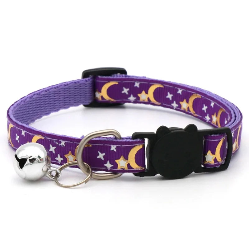 Pet Collar with Bell – Adjustable Cartoon Footprint Necklace for Dogs, Puppies & Kittens, Colorful Safety Bell Accessory