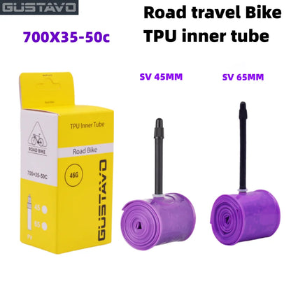 GUSTAVO Gravel Road Bike Inner Tube — 700x35/50C TPU Tire with 45mm/65mm French Valve