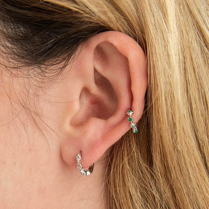 925 Sterling Silver White Zircon Hoop Earrings for Women – Fashion Geometric Crystal Silver Earrings Fine Jewelry Elegant Daily Wear Jewelry