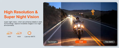 Motorcycle 2K Front & Rear DVR Dash Cam – WiFi GPS, Waterproof Full-Body Video Recorder Black Box