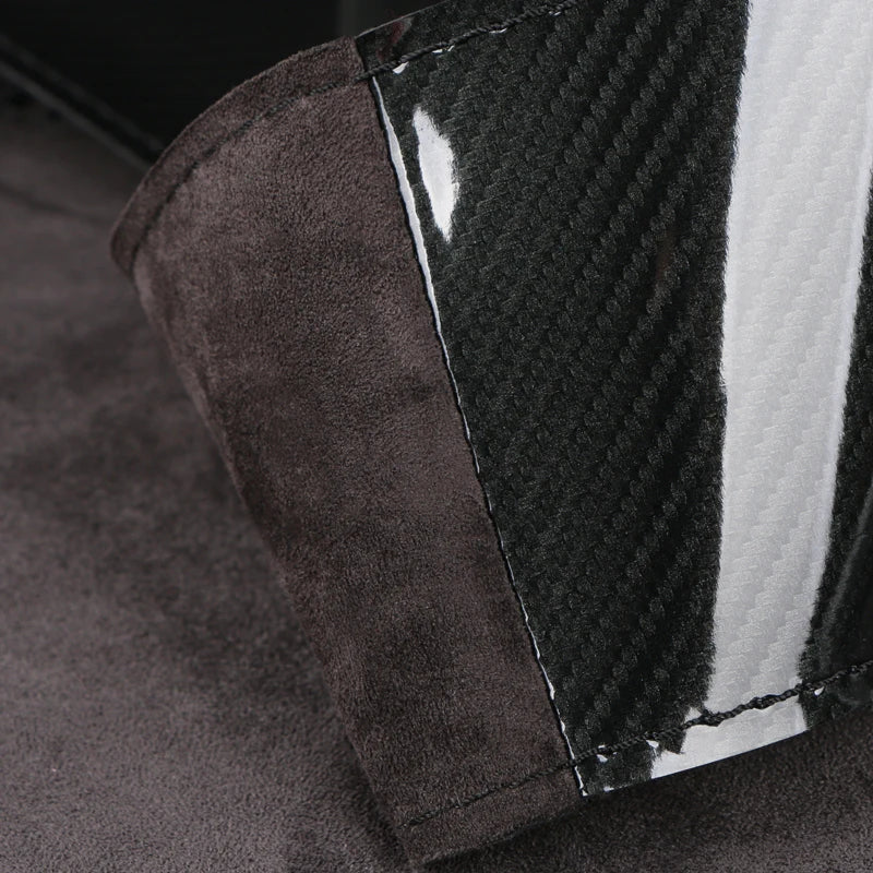 Dual-Tone Carbon Suede Steering Wheel Cover — Non-Slip, Soft Comfort, Universal Fit for Round & D-Type Wheels