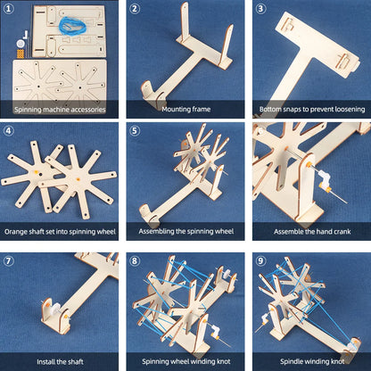 Mini Weaving Loom Frame Kit - Wooden Spinning Wheel Tapestry Loom, Perfect for Travel and Beginners - DIY Woven Set