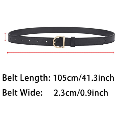Women's Fashion Pin Buckle Thin Belt – Genuine Soft PU Leather Belt for Cargo Pants & Jeans, Windproof Design
