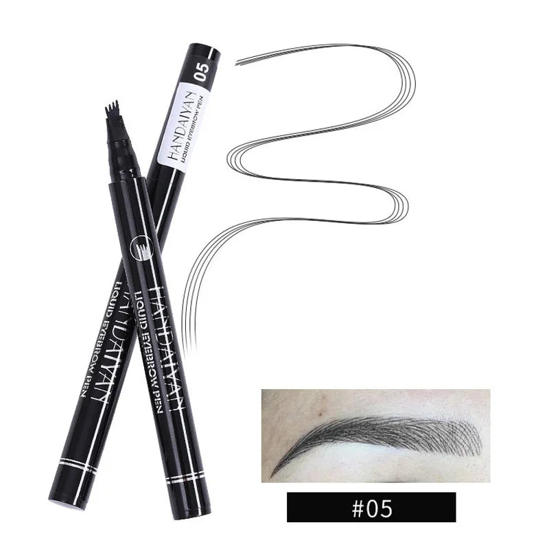 4D Microblading Eyebrow Pen – 4-Fork Tip Waterproof Long-Lasting Eyebrow Tattoo Pencil for Natural Fine Hair-Like Makeup