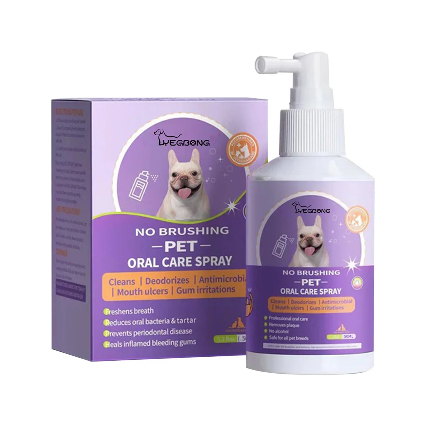 50ml Pet Oral Cleanse Spray - Freshen Dog and Cat Breath, Prevent Calculus, Remove Bad Breath, and Teeth Cleanser