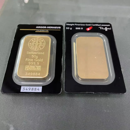 24K Gold Plated Copper Bar – 1g-100g Sealed Bullion Ingot, Non-Magnetic Golden Craft Gift