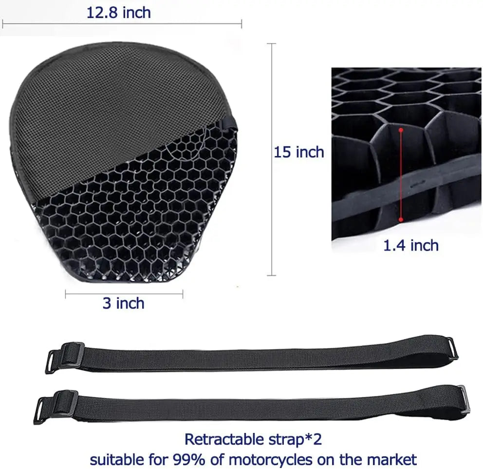 Motorcycle Air Seat Cushion – Shock Absorbing Pressure-Relief Saddle Cover for Cruiser & Sports Bike Travel Comfort
