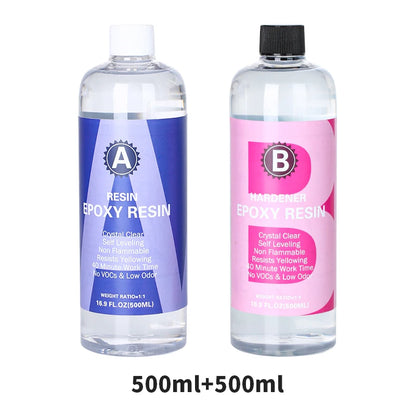 1:1 Crystal Clear Epoxy Resin Kit - High Gloss Bubble Free Art Resin for DIY Casting Coating & Jewelry Making