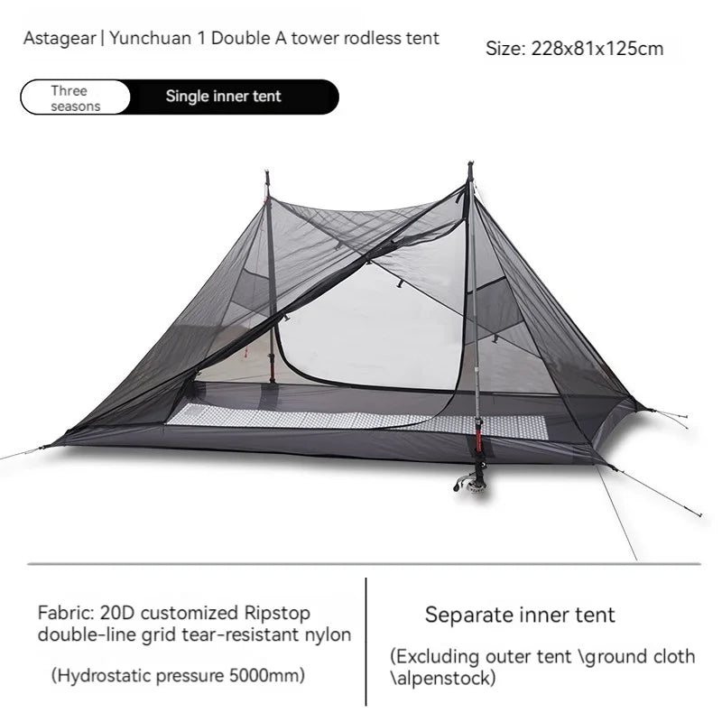ASTA GEAR Yun Chuan 15D Nylon Ultralight Tent – Double-Sided Silicon-Coated, Rodless Pyramid Design for Camping & Hiking