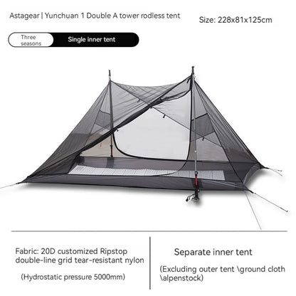 ASTA GEAR Yun Chuan 15D Nylon Ultralight Tent – Double-Sided Silicon-Coated, Rodless Pyramid Design for Camping & Hiking