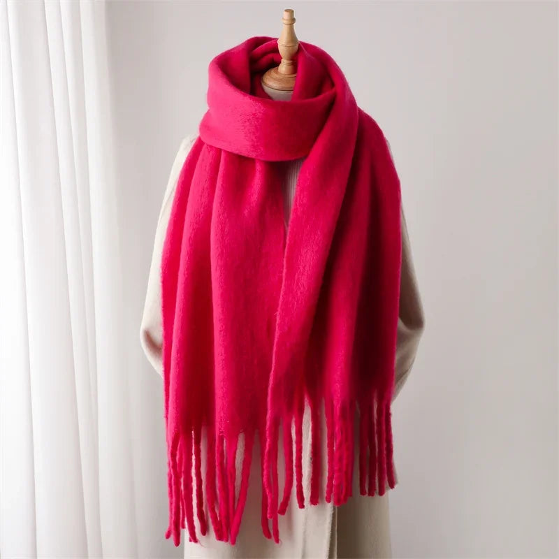 Women’s Winter Cashmere Scarf – Thick Soft Pashmina Shawl with Tassels, Warm Blanket Wrap & Long Poncho Echarpe