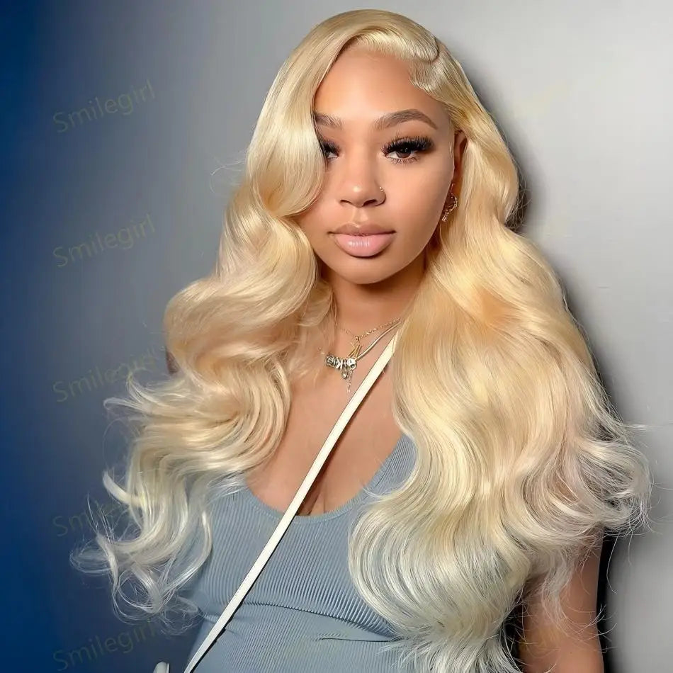 13x6 HD Lace Frontal Wig – Transparent 613 Blonde Body Wave Human Hair Wig, 250 Density