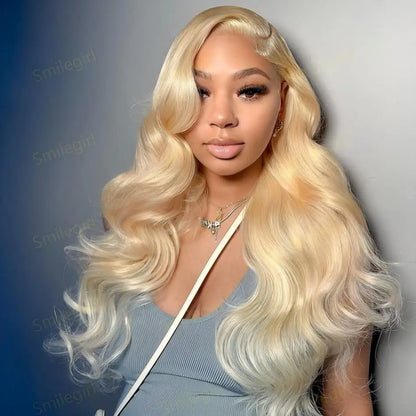 13x6 HD Lace Frontal Wig – Transparent 613 Blonde Body Wave Human Hair Wig, 250 Density