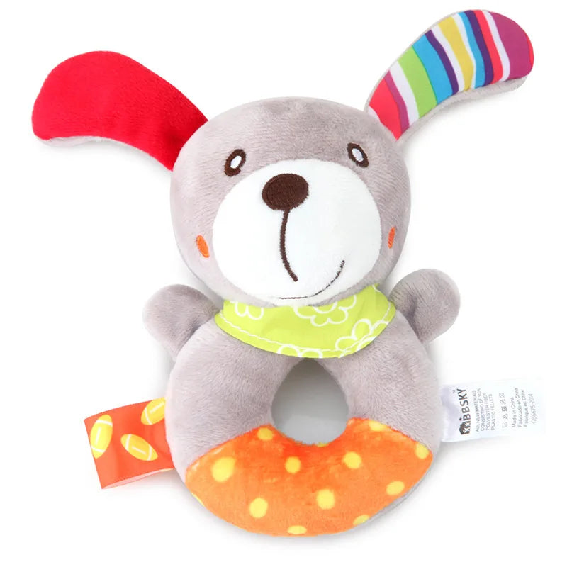 Baby Plush Rattle Crib Mobile – Cartoon Animal Bed Bell Toys for 0-12 Months, Infant Toddler Early Educational Newborn Gift