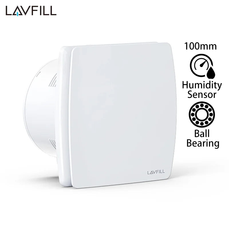 230V 4" 100MM Duct Extractor Fan – Smart Bathroom Exhaust with Timer, Humidistat, and Humidity Sensor for Shower & Toilet