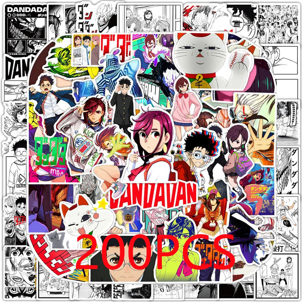 10/50/100/200PCS Dandadan Anime Stickers - Waterproof Cartoon Decals of Ken Takakura and Momo Ayase for Phones, Cars, Laptops, and DIY Crafts