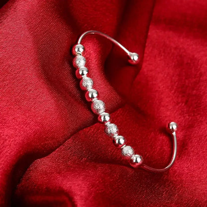 Women’s 925 Sterling Silver Open Cuff Bangle – Adjustable Charm Bracelet for Wedding Party Fashion Jewelry