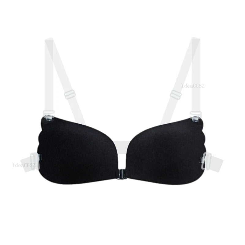 Adhesive Silicone Push-Up Bra - Invisible Backless Lingerie with Transparent Straps for Women