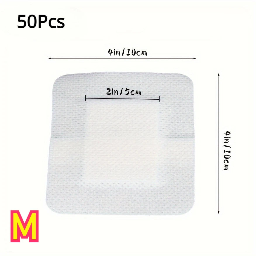 50-Piece Large Wound Dressing Bandages - Hypoallergenic Non-Woven Adhesive First Aid Pads, 6 × 7 cm