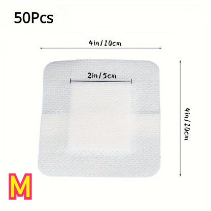 50-Piece Large Wound Dressing Bandages - Hypoallergenic Non-Woven Adhesive First Aid Pads, 6 × 7 cm