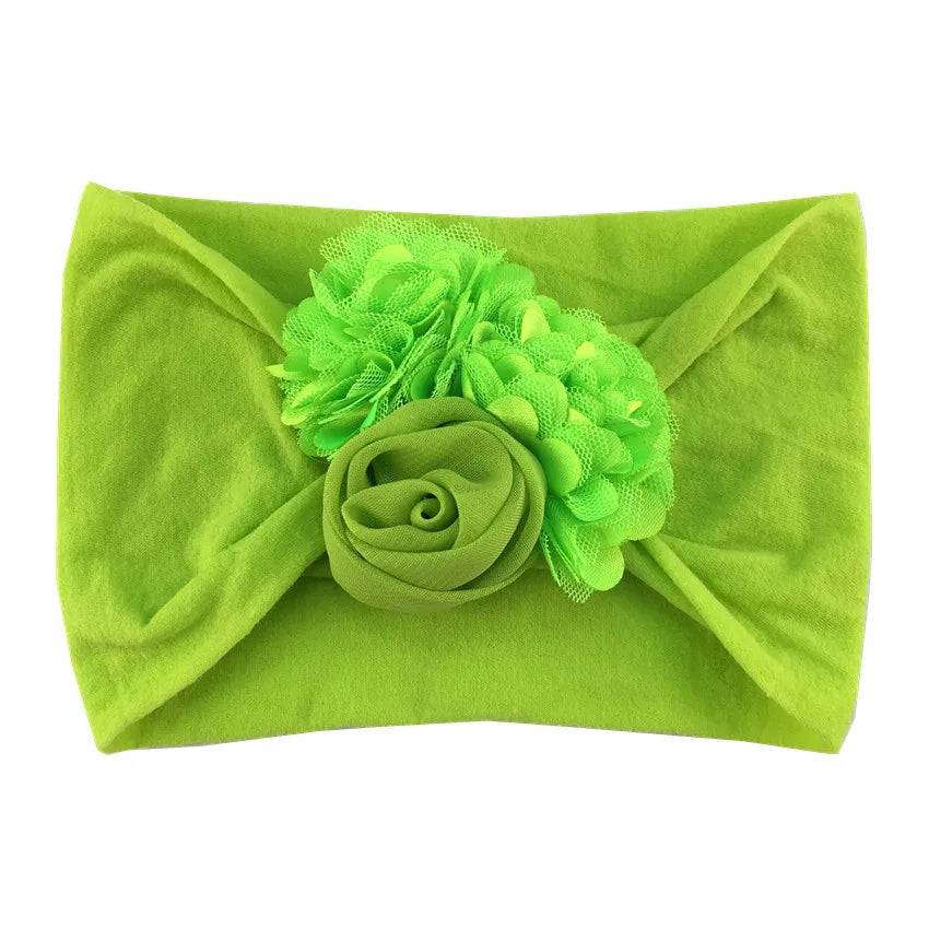 Baby Girls Soft Stretch Flower Headband Wide Nylon Knot Headwrap Kids Hair Band Newborn Photo Prop Accessories