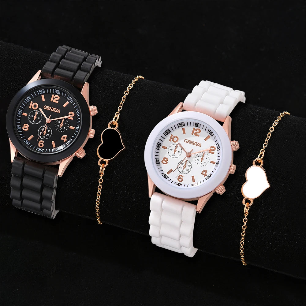 2PCS Set Couple Fashion Leather Watches – Simple Dial Quartz Wristwatches for Ladies & Men, Casual Dress Clocks